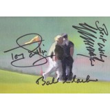 Colin Montgomery, Bob Charles, Tony Jacklin  Signed 4x6 Golf Card Hoylake Inspired