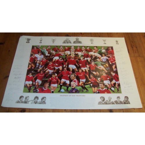 Manchester Utd Signed 'Legends Of Old Trafford' Limited Edition Print Signed By 27 Legends