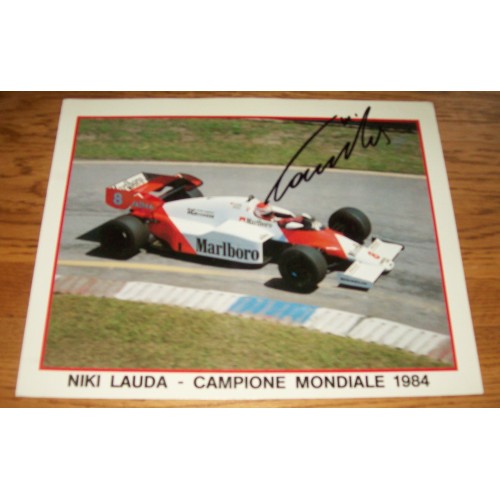 Niki Lauda Signed Very Rare 9x12  Maclaren 1984 F1 Italian Photocard