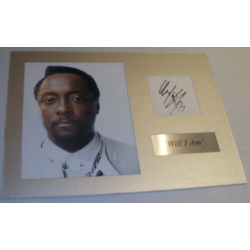 'Will I Am' Signed Index Card & Mounted Photograph Display