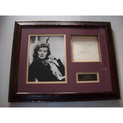 Katherine Hepburn Typed Letter Signed & Framed Display