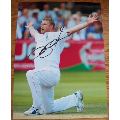Andrew 'Freddy' Flintoff 12x16 Signed England Ashes Photograph