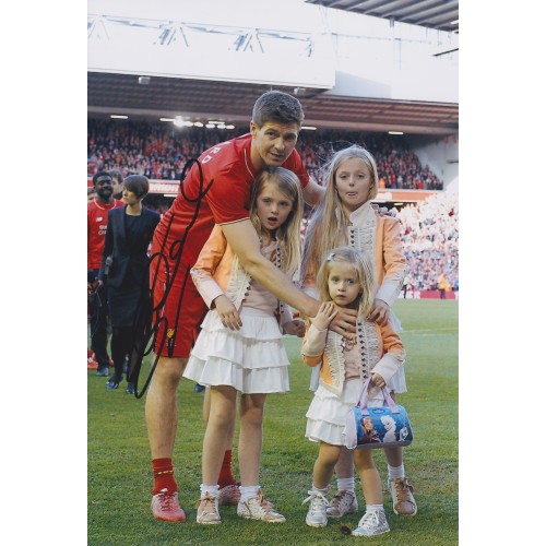 Steven Gerrard Signed 8x12 'Last Ever Game At Anfield' Photograph