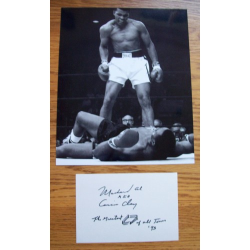 Muhammad Ali  AKA Cassius Clay  Signature, Quote & Doodle With 6x8 Liston Knock Out Photograph 