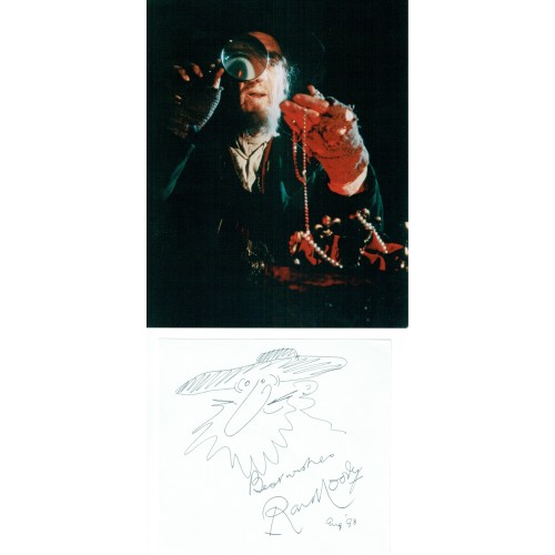 Oliver Twist Ron Moody Signature Piece With Doodle of Fagan.