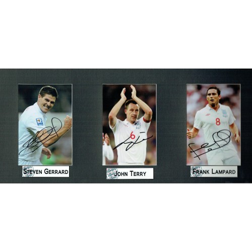 Frank Lampard, John Terry & Steven Gerrard Signed ENGLAND Photograph Display