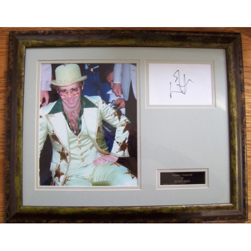 Sir Elton John Signature With Framed  8x10 Photograph