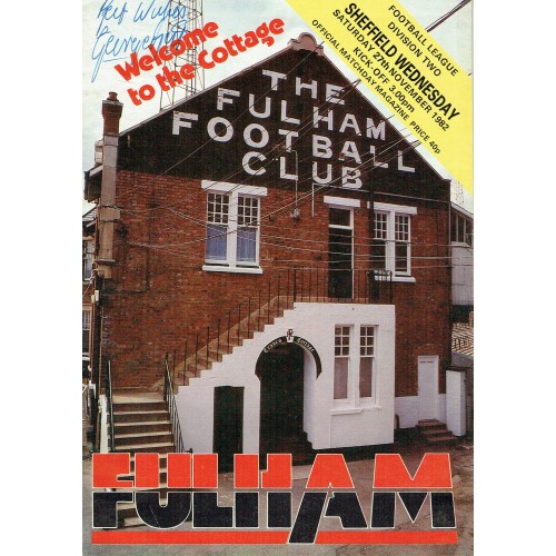 George Best Signed 1992 Fulham v Sheffield Wednesdays Programme