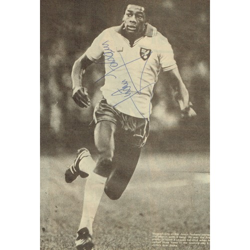 Justin Fashanu (1961-1998) Signed Norwich 7x10  Newspaper Clipping