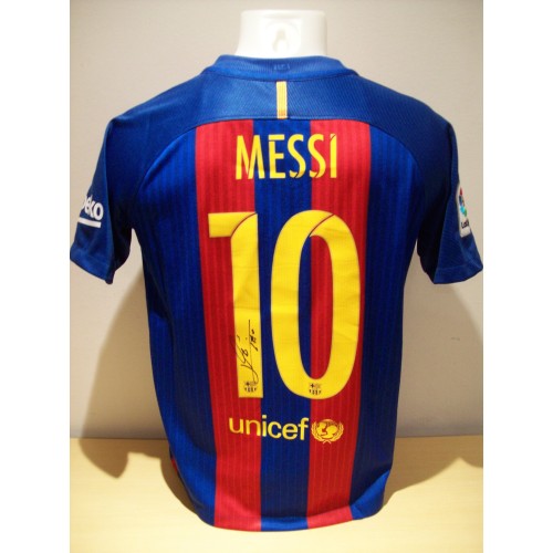 Lionel Messi Signed Replica Childs Size Barcelona Home Shirt (From Private Signing)
