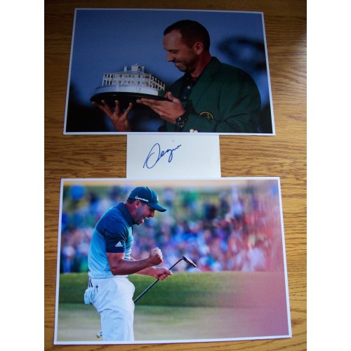 Sergio Garcia Signed Card & 2017 Masters Golf 12x8 Photographs