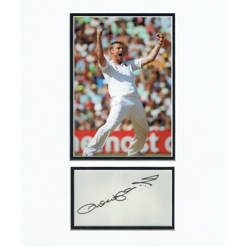 Andrew Flintoff Signature Mounted With Photograph