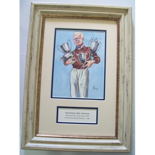 Mike Hawthorn Signed Artwork Framed Presentation