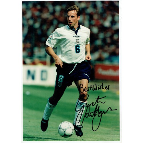 Gareth Southgate Signed 8x12 England v Scotland 1996 Photograph