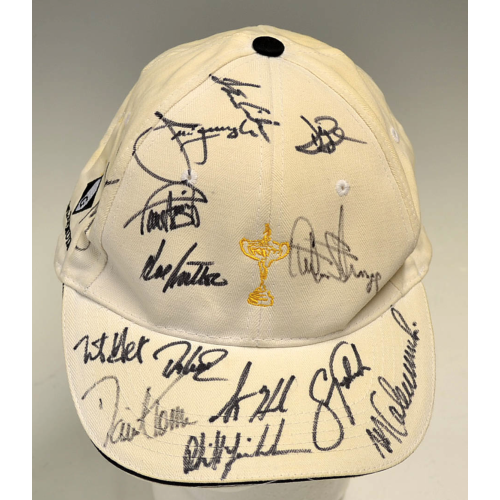 Ryder Cup  2002 The Belfry Signed Cap By All of The American Team Inc Tiger Woods
