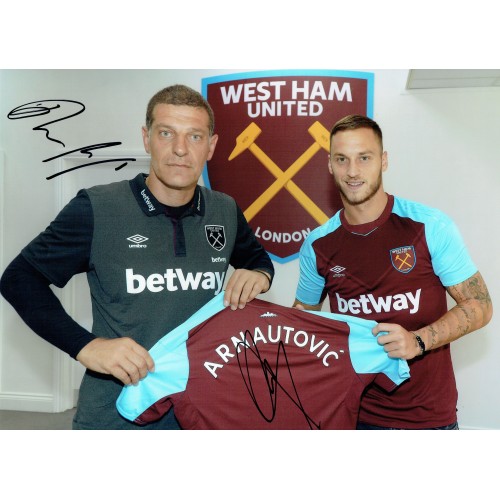 Slaven Bilic & Marko Arnautovic Signed West Ham 16x12 Photograph