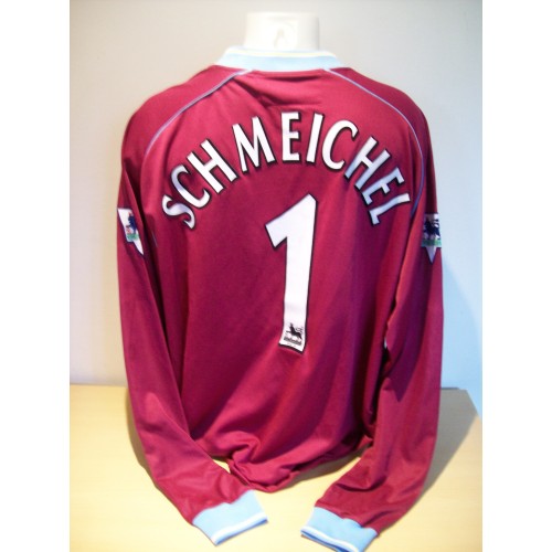 Aston Villa Football David James Squad Signed & Peter Schmeichel Un-signed Both Game Prepared Shirts