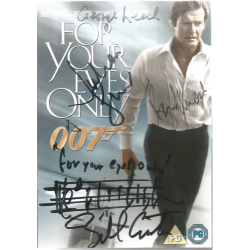Roger Moore Bond For Your Eyes Only 007 DVD Cover Multi Signed 