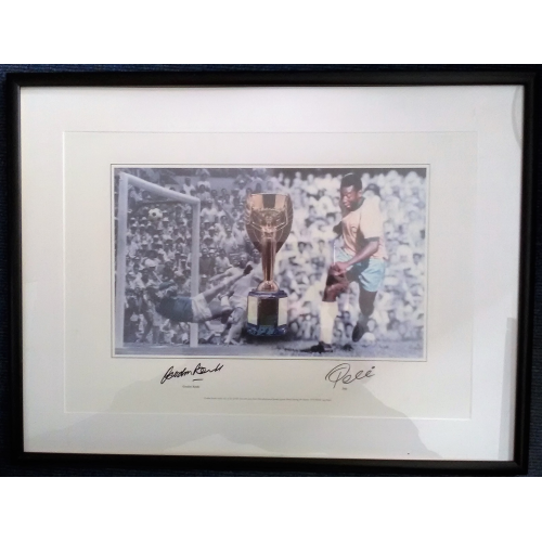 Pele and Gordon Banks Signed & Mounted 1970 World Cup Print 