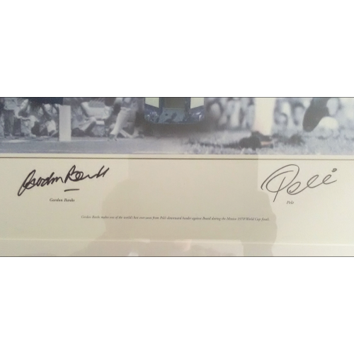 Pele and Gordon Banks Signed & Mounted 1970 World Cup Print 