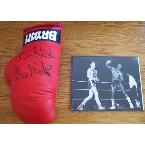Alan Minter Signed Boxing Glove With Hagler Fight Photograph