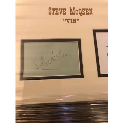 Magnificent Seven Signed Framed Presentation of Steve McQueen, Yul Brynner, Horst Buchholz, James Coburn, Brad Dexter & Robert Vaughn