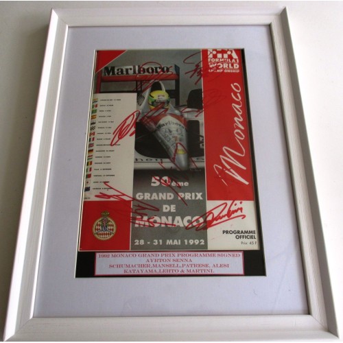 Monaco GP  Programme Signed  Ayrton Senna Schumacher Mansell Patrese Alesi Katayama Lehto Martini