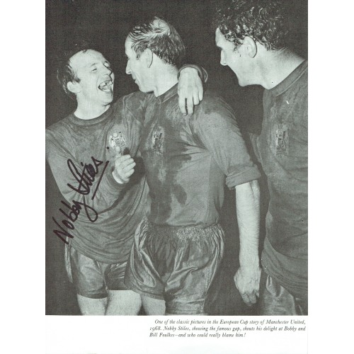 Nobby Stiles 7x9 Signed 1968 European Cup Page Removed From a Book