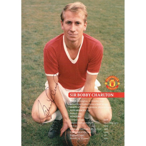 Sir Bobby Charlton 4x6 Signed Official Manchester Utd Postcard 