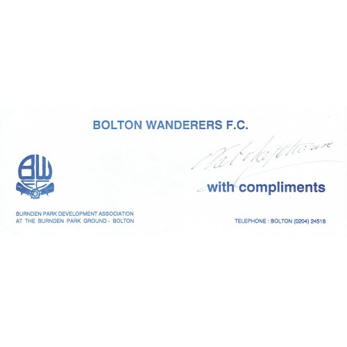 Nat Lofthouse Signed Bolton Wanderers Compliment Slip