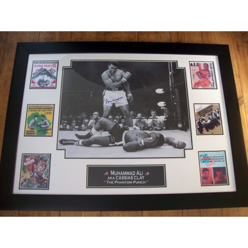 Muhammad Ali Signed  Phantom Punch  Liston Large Framed Display