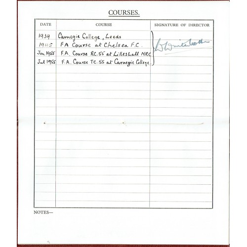 Joe Mercer Personal F.A Coaching Certificate Book 1939 1945 & Two In 1955