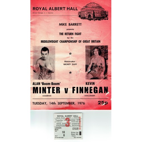 Alan Minter vs Kevin Finnegan II British Middleweight Title Official On-Site 22 page Programme & Tic