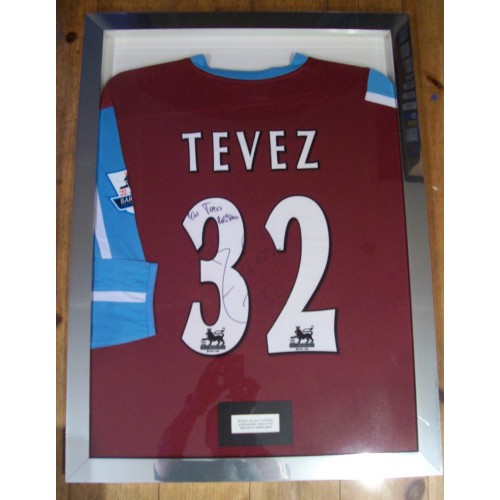 Carlos Tevez RARE Signed West Ham Match Worn Framed Football Shirt 2006/7 Season