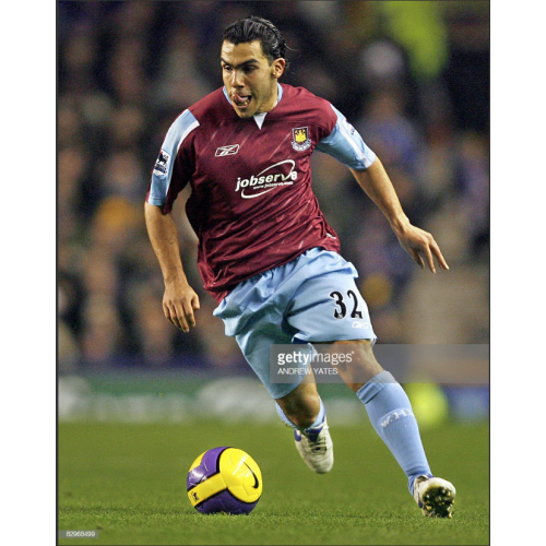Carlos Tevez RARE Signed West Ham Match Worn Framed Football Shirt 2006/7 Season