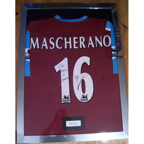 Javier Mascherano RARE Signed West Ham Match Worn Framed Football Shirt 2006/7 Season