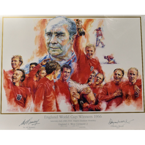 Bobby Moore & Alf Ramsey Dual Signed England World Cup Winners 1966  Ltd Ed Print
