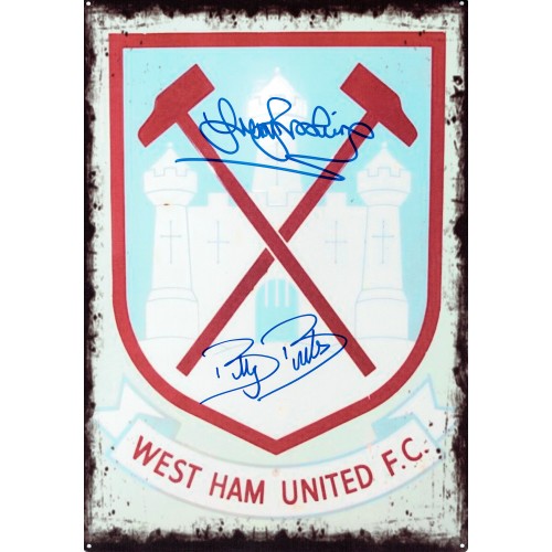 Trevor Brooking & Billy Bonds Signed Replica Aluminium Sign