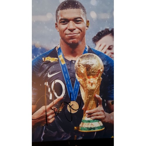 Kylian Mbappe Signed 8x12 France 2018 World Cup Winner Photograph