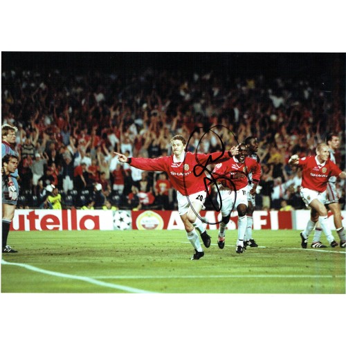 Ole Gunnar Solskjaer 1999 Treble Winning 8x12 Signed Photograph