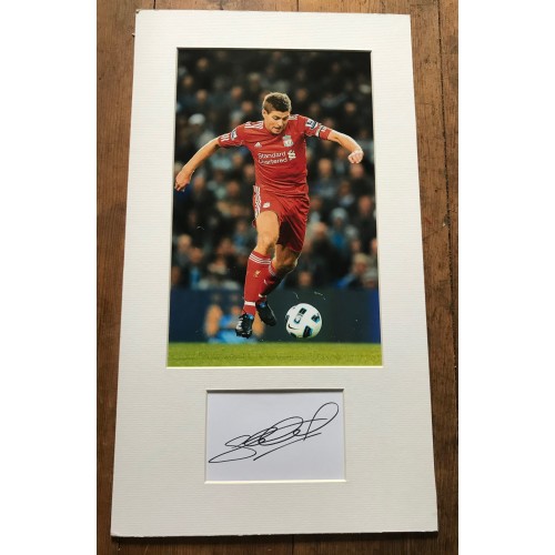 Steven Gerrard Signed White Card Mounted With 7x11 liverpool Photograph