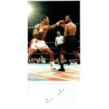 Chris Eubank Signed White Card & 8 x 12 Photograph In Action Against Nigel Benn