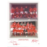Manchester Utd 1968 European Cup  Signed by Alex Stepney John Aston Tony Dunne 16x12  Inch Print