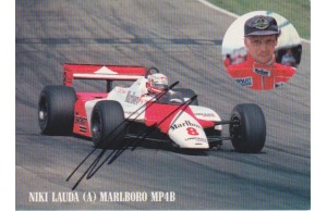Niki Lauda Signed 4x6  Maclaren FP4B 1982 F1 Grand Prix Postcard