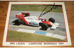 Niki Lauda Signed Very Rare 9x12  Maclaren 1984 F1 Italian Photocard