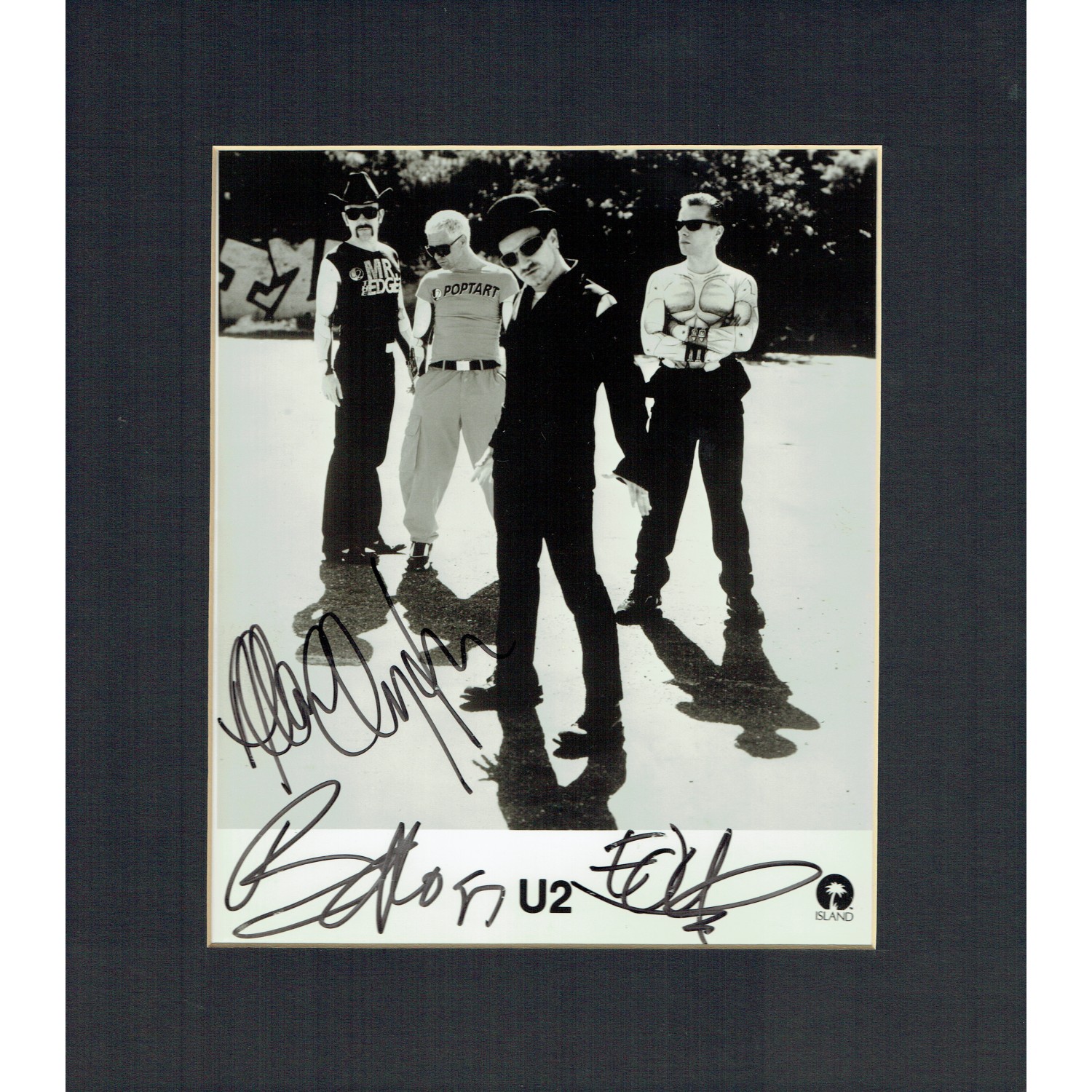 U2 8x10 Inch Photograph Signed By Bono, Edge & Adam Clayton 25709