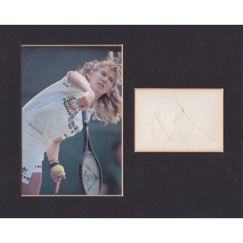 Steffi Graf Signature Mounted With Tennis Photograph