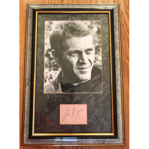 Steve McQueen (1930-1980) Signature From An Autograph Album Mounted Framed  Presentation