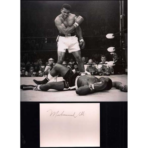 Muhammad ALI signed Card + 8x10 KO Liston Photo! 24012