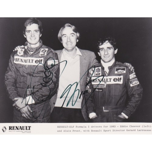  Alain Prost & Eddie Cheever Dual Signed Renault-Elf  1983 F1 Team Photo